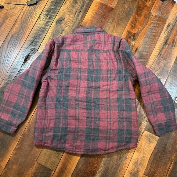 Wrangler Men’s Sherpa Lined Flannel Shirt Jacket Plaid Red Gray Size Large - Picture 4 of 9